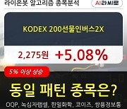 KODEX 200선물인버스2X, 전일대비 5.08% 올라.. 이 시각 620813135주 거래