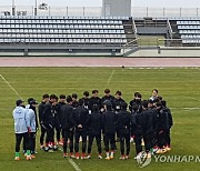 훈련하는 올림픽 축구대표팀