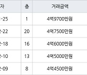 수원 매탄동 매탄현대힐스테이트 59㎡ 4억9700만원에 거래