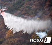 산림청, 산불지연제 헬기 투입..16일 동해안 산불 진화