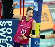 공격성공, 환호하는 김연경.