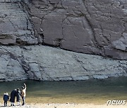 국보 제285호 반구대 암각화 보는 관광객들