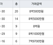 용인 보정동 죽현마을아이파크1차 84㎡ 8억1000만원에 거래