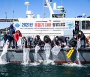 남해군, 꼼치(물메기) 부화 자어 300만미 방류