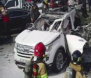 차량에 실린 휴대용 부탄가스 폭발..운전자 부상