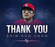 텍사스 구단 작별 인사, "감사합니다 CHOO, 한국서 행운 빌어"
