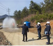 부산국토청, 고성·통영 간 국도 건설현장 미세먼지 저감조치 특별점검