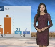 [날씨] 서쪽 포근·동쪽 기온↓..강원영동 10cm 눈