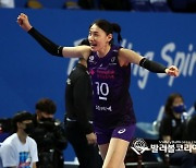 공격성공, 환호하는 김연경.