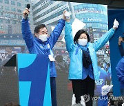 집중유세 나선 민주당 이낙연-박영선