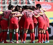 <포토> 결의 다지는 대한민국 여자축구대표팀