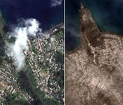 [지구를 보다] 화산재가 삼킨 카리브섬..위성으로 본 화산폭발 전과 후
