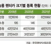 렌터카 '무서운 질주'.. 월 1만대씩 성장, 대형 승용차 급증