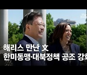 트럼프 겨냥? 해리스 만난 文 "바이든, 미국의 정신 회복"