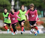 훈련하는 여자축구 국가대표팀