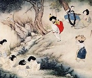 김홍도의 그림 '씨름'에는 부채가 몇 개일까?