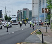 교통 근무 출동 중 차량 화재 발견..충북경찰 신속한 대처
