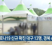 코로나19 신규 확진 대구 13명, 경북 4명