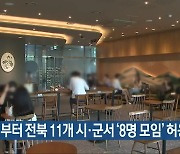 내일부터 전북 11개 시·군서 '8명 모임' 허용