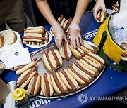 USA NEW YORK NATHAN'S FAMOUS HOT DOG EATING WEIGH-IN