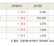 [fnRASSI]오늘의 상한가, 국전약품 30.0% ↑