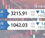 [시황종합] 코스피 4일째 하락 3210선 마감..환율 이틀째 연고점