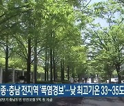 대전·세종·충남 전지역 '폭염경보'..낮 최고기온 33~35도