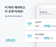 쏘카, 장기대여 서비스 강화..최대 3개월 전·최장 28일 예약 지원