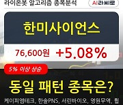 한미사이언스, 전일대비 5.08% 상승.. 외국인 기관 동시 순매수 중
