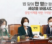 의총 발언하는 이은주 원내수석