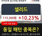 셀리드, 전일대비 +10.23%.. 이평선 역배열 상황에서 반등 시도