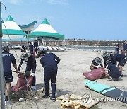 태풍 '루핏'이 남긴 쓰레기 수거하는 해군