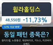 휠라홀딩스, 장중 하락세, 전일대비 -11.73%.. 이 시각 거래량 62만382주