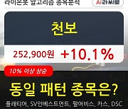 천보, 전일대비 10.1% 상승중.. 외국인 기관 동시 순매수 중