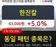 한진칼, 장시작 후 꾸준히 올라 +5.0%.. 이 시각 4만411주 거래