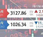 코스피 강보합 마감 3120선..코스닥 1.11%↓(2보)