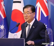 한-호주 외교·국방 장관 기자회견 하는 정의용 장관