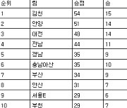 [프로축구2부 중간순위] 13일