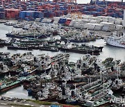 태풍 북상 소식에 부산항에 대피한 선박들