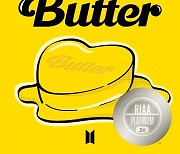 방탄소년단 'Butter', 美 레코드산업협회 '더블 플래티넘' 인증 획득..'Dynamite' 이어 두 번째