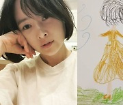 '윤상현♥' 메이비, 첫째 딸 그림 자랑 "산에 하이힐 신고..육아는 이런 재미"