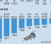 대형주의 배신.. 30곳 중 14곳 떨어졌다