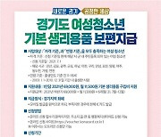 경기도, 10월 한 달 간 '여성청소년 생리용품 보편 지원' 3차 온라인 접수