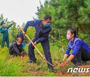 북한 운산군의 나무심기 사업.."자랑스러운 승리 결속"
