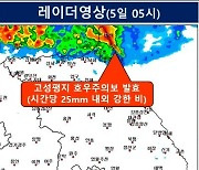 [강원도 오늘날씨]  강원북부 고성 시간당 25mm 강원영동 5mm 비..농작물·시설물 관리 철저