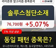 솔루스첨단소재, 전일대비 5.07% 상승.. 외국인 기관 동시 순매수 중