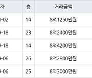 고양 중산동 일산센트럴아이파크 84㎡ 8억1250만원에 거래