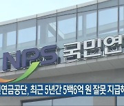 "국민연금공단, 최근 5년간 5백6억 원 잘못 지급해"