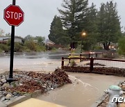 美 캘리포니아주 홍수로 물에 잠신 도로