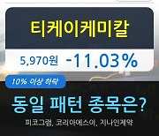 티케이케미칼, 전일대비 -11.03% 장중 하락세.. 이 시각 거래량 201만7837주